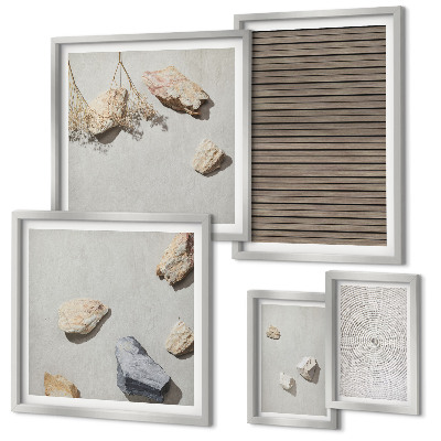 Framed photo set Natural textures wood stones