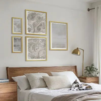 Framed photo set worn textures in a modern style