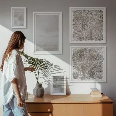 Framed photo set worn textures in a modern style
