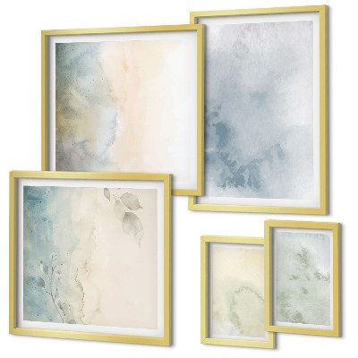 Set of 5 wall art pieces Pastel watercolors on canvas