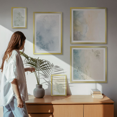 Set of 5 wall art pieces Pastel watercolors on canvas
