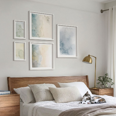 Set of 5 wall art pieces Pastel watercolors on canvas