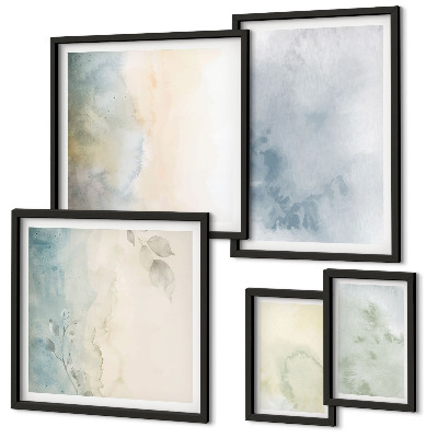 Set of 5 wall art pieces Pastel watercolors on canvas