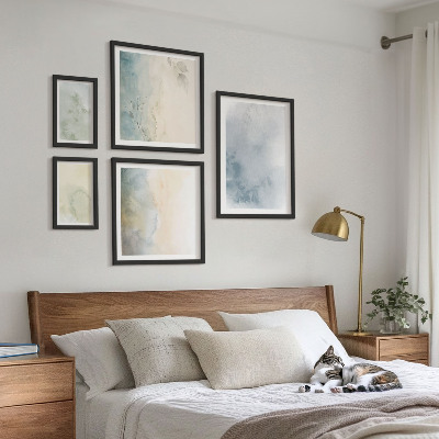 Set of 5 wall art pieces Pastel watercolors on canvas