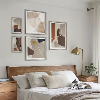 Abstract modern shapes gallery wall 