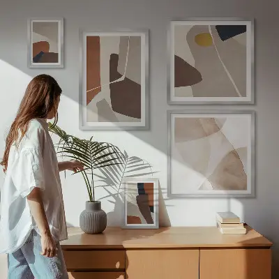 Abstract modern shapes gallery wall 