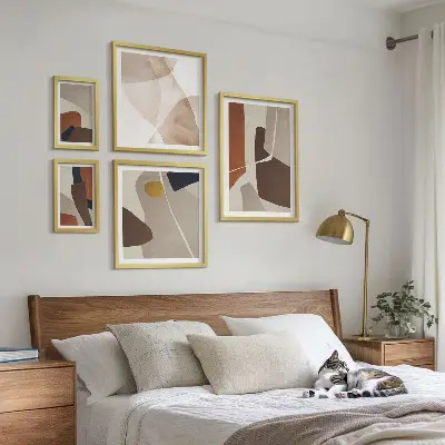 Abstract modern shapes gallery wall 