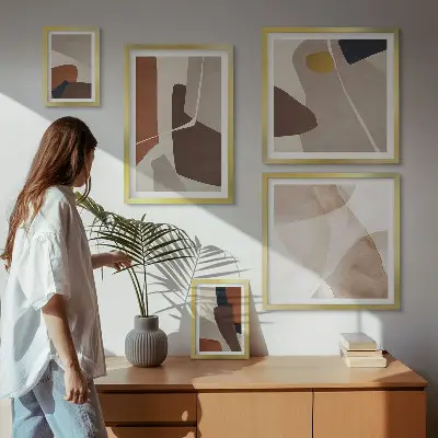 Abstract modern shapes gallery wall 