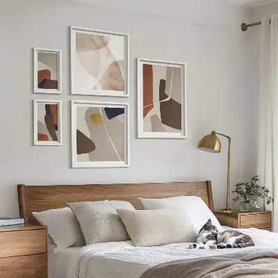 Abstract modern shapes gallery wall 