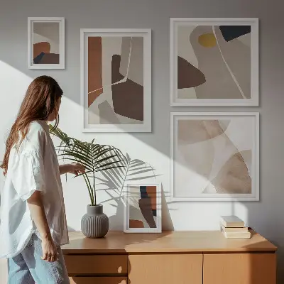 Abstract modern shapes gallery wall 