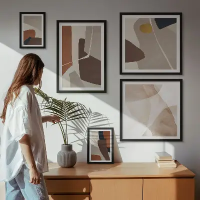Abstract modern shapes gallery wall 