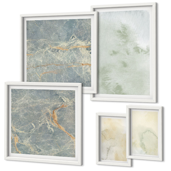 Framed photo set Pastel watercolor paint textures
