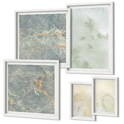 Pastel watercolor paint textures framed photo set