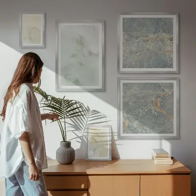 Pastel watercolor paint textures framed photo set