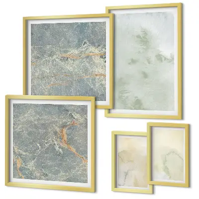 Pastel watercolor paint textures framed photo set