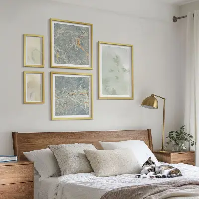 Pastel watercolor paint textures framed photo set