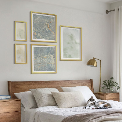 Framed photo set Pastel watercolor paint textures