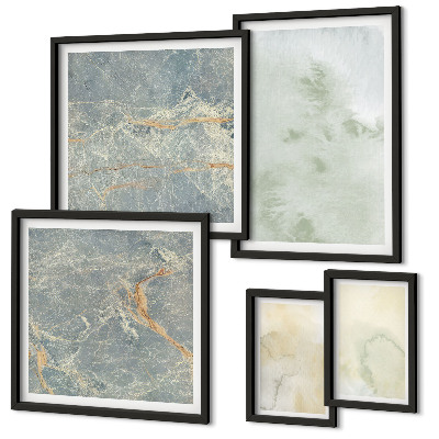 Framed photo set Pastel watercolor paint textures