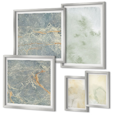 Framed photo set Pastel watercolor paint textures