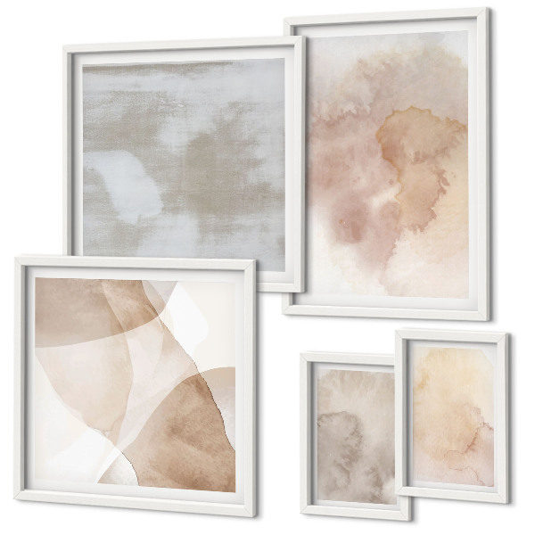 Set of 5 wall art pieces Warm watercolor pastel textures