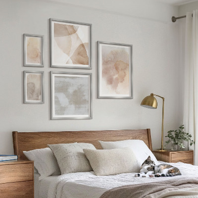 Set of 5 wall art pieces Warm watercolor pastel textures