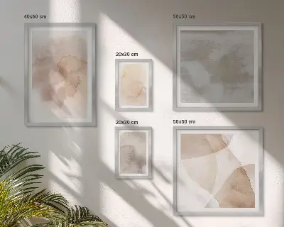 Set of 5 wall art pieces with warm watercolor pastel textures