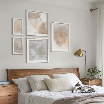 Set of 5 wall art pieces Warm watercolor pastel textures