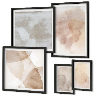 Set of 5 wall art pieces Warm watercolor pastel textures