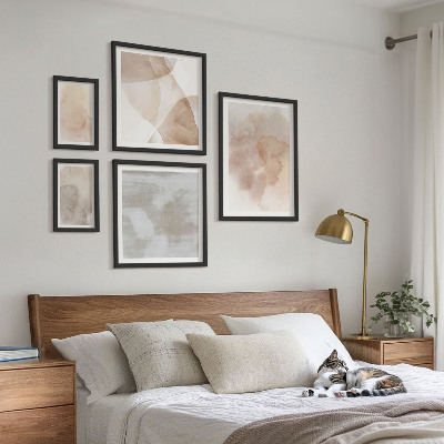 Set of 5 wall art pieces Warm watercolor pastel textures