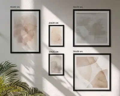 Set of 5 wall art pieces with warm watercolor pastel textures