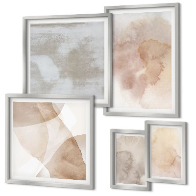 Set of 5 wall art pieces Warm watercolor pastel textures