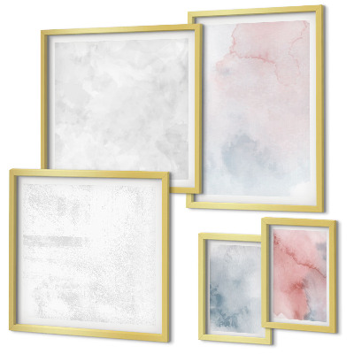 Framed photo set Pastel watercolor textures