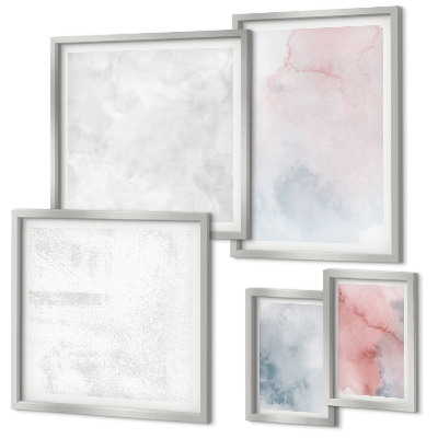 Framed photo set Pastel watercolor textures