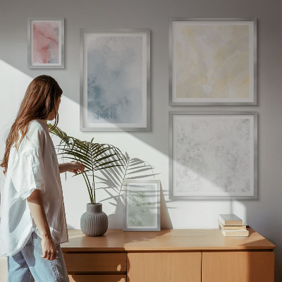 Set of 5 wall art pieces Pastel watercolors on canvas