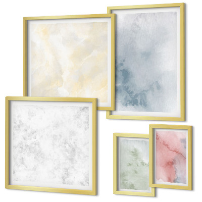 Set of 5 wall art pieces Pastel watercolors on canvas