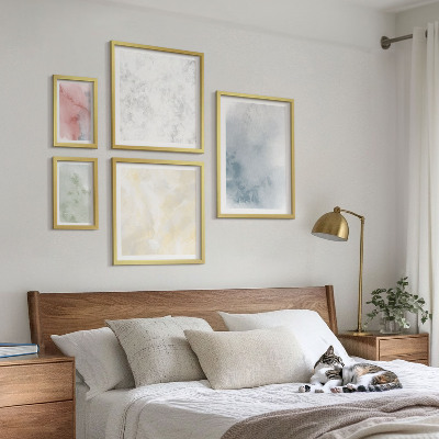 Set of 5 wall art pieces Pastel watercolors on canvas