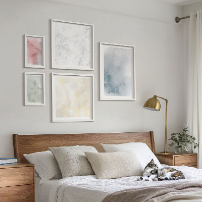 Set of 5 wall art pieces Pastel watercolors on canvas