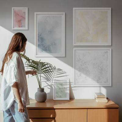 Set of 5 wall art pieces Pastel watercolors on canvas