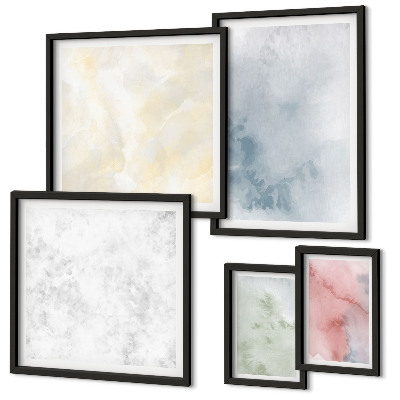Set of 5 wall art pieces Pastel watercolors on canvas