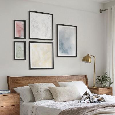 Set of 5 wall art pieces Pastel watercolors on canvas