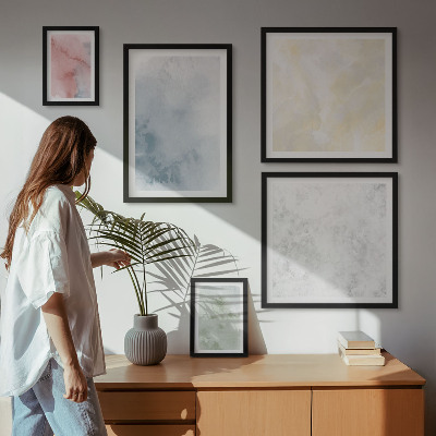 Set of 5 wall art pieces Pastel watercolors on canvas
