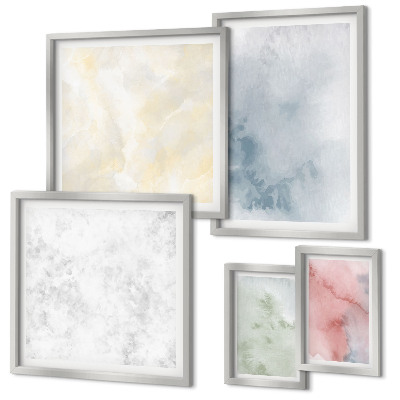 Set of 5 wall art pieces Pastel watercolors on canvas