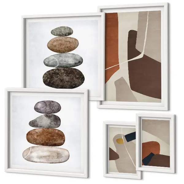 Framed photo set abstract boho art prints