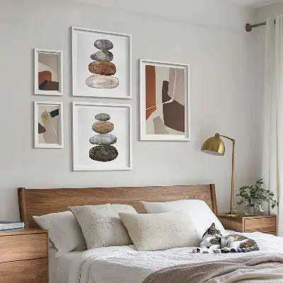 Framed photo set abstract boho art prints