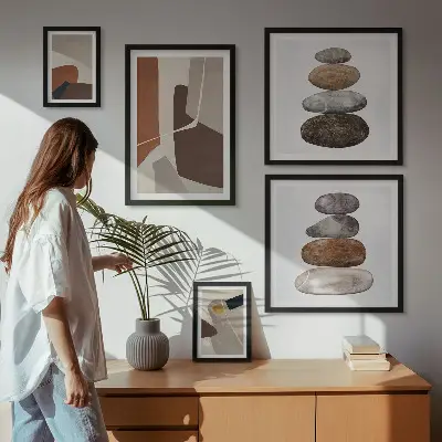 Framed photo set abstract boho art prints