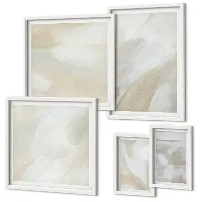 Abstract brush paint wall art set of 5 pieces