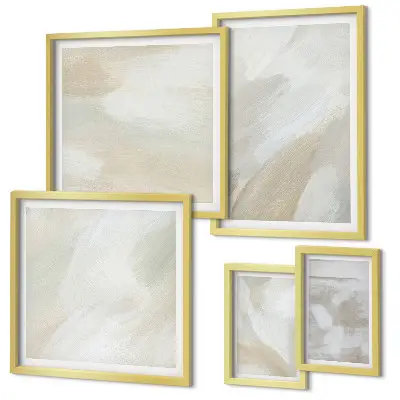 Abstract brush paint wall art set of 5 pieces
