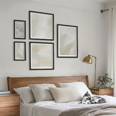Abstract brush paint wall art set of 5 pieces