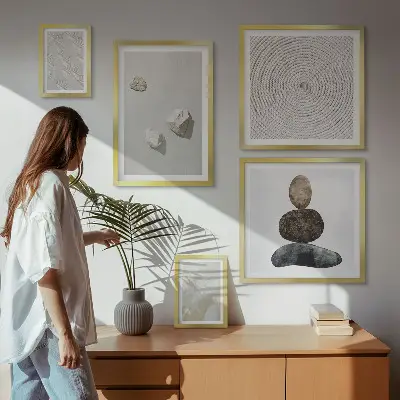 Gallery wall art modern sand stone painting