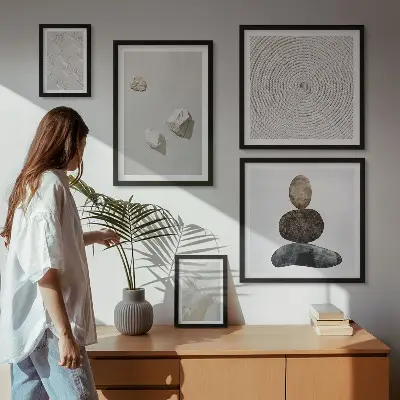 Gallery wall art modern sand stone painting
